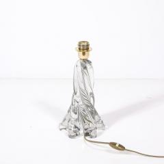 Pair of Mid Century Modernist Spiral Splash Form Crystal Table Lamps - 4403161