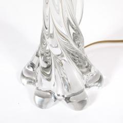 Pair of Mid Century Modernist Spiral Splash Form Crystal Table Lamps - 4403163