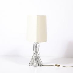 Pair of Mid Century Modernist Spiral Splash Form Crystal Table Lamps - 4403164