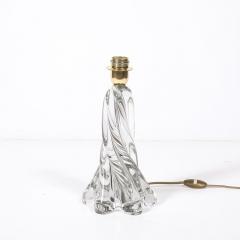 Pair of Mid Century Modernist Spiral Splash Form Crystal Table Lamps - 4403165