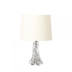 Pair of Mid Century Modernist Spiral Splash Form Crystal Table Lamps - 4403166