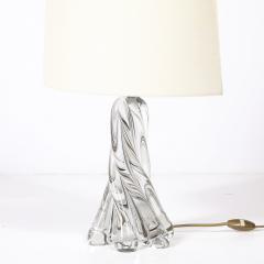 Pair of Mid Century Modernist Spiral Splash Form Crystal Table Lamps - 4403168