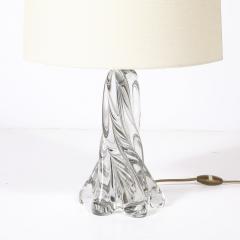 Pair of Mid Century Modernist Spiral Splash Form Crystal Table Lamps - 4403169