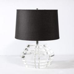 Pair of Mid Century Modernist Stacked Faceted Lucite Table Lamps - 3352575