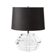 Pair of Mid Century Modernist Stacked Faceted Lucite Table Lamps - 3352577