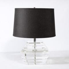 Pair of Mid Century Modernist Stacked Faceted Lucite Table Lamps - 3352579