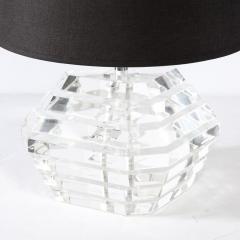 Pair of Mid Century Modernist Stacked Faceted Lucite Table Lamps - 3352651