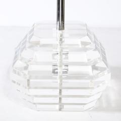 Pair of Mid Century Modernist Stacked Faceted Lucite Table Lamps - 3352652