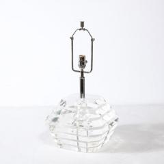 Pair of Mid Century Modernist Stacked Faceted Lucite Table Lamps - 3352653