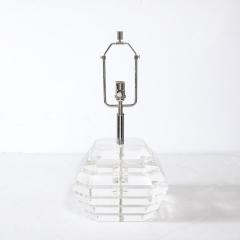 Pair of Mid Century Modernist Stacked Faceted Lucite Table Lamps - 3352655