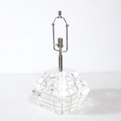 Pair of Mid Century Modernist Stacked Faceted Lucite Table Lamps - 3352686