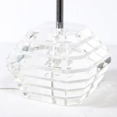 Pair of Mid Century Modernist Stacked Faceted Lucite Table Lamps - 3352688