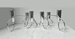 Pair of Mid Century Modernist Sterling Candelabra Candlesticks Mexico - 1228339