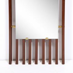 Pair of Mid Century Modernist Striated Walnut Mirrors Joined - 3040877