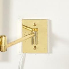 Pair of Mid Century Modernist Swing Arm Articulating Sconces in Polished Brass - 4489973
