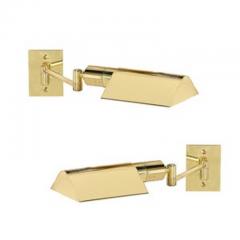 Pair of Mid Century Modernist Swing Arm Articulating Sconces in Polished Brass - 4489978
