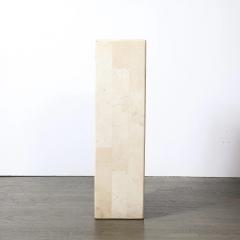 Pair of Mid Century Modernist Tessellated Travertine Pedestals - 4719987
