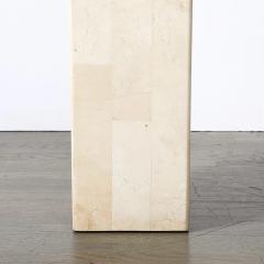 Pair of Mid Century Modernist Tessellated Travertine Pedestals - 4719989