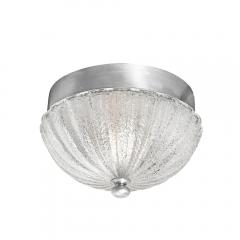 Pair of Mid Century Mottled Fluted Murano Glass Flush Mount Chandeliers - 4465661