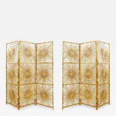 Pair of Mid Century Rattan Folding Screens - 2584149