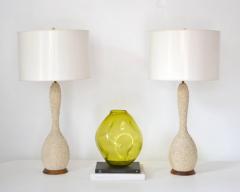 Pair of Mid Century Sand Glazed Textured Ceramic Gourd Form Table Lamps - 652039