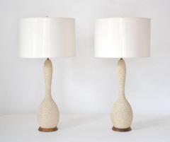 Pair of Mid Century Sand Glazed Textured Ceramic Gourd Form Table Lamps - 652044
