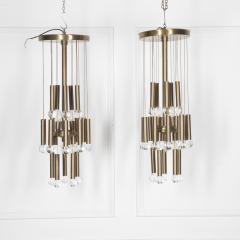 Pair of Mid Century Satin Brass Ceiling Lights - 3641902