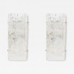 Pair of Mid Century Scandinavian Large Rectangular Murano Glass Wall Sconce - 4178411