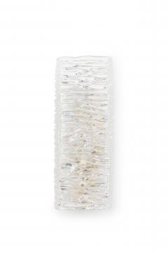 Pair of Mid Century Scandinavian Rectangle Textured Murano Glass Wall Sconce - 4163213