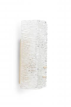 Pair of Mid Century Scandinavian Rectangle Textured Murano Glass Wall Sconce - 4163214