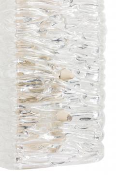 Pair of Mid Century Scandinavian Rectangle Textured Murano Glass Wall Sconce - 4163215