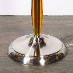Pair of Mid Century Segmented Amber Bakelite Brushed Chrome Floor Lamps - 4792565