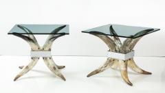 Pair of Mid Century Steer Horn End Tables - 3216863