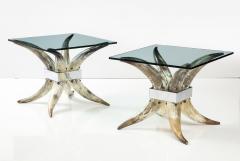 Pair of Mid Century Steer Horn End Tables - 3216866