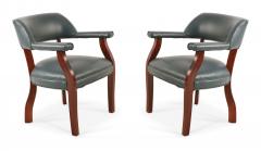 Pair of Mid Century Style Blue Faux Leather Armchair - 4170111