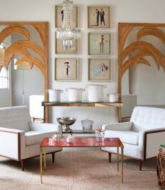 Pair of Mid Century Style French Bamboo Mirrors - 4467478