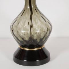 Pair of Mid Century Table Lamps in Smoked Murano Glass with Brass Fittings - 1484037