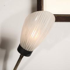 Pair of Mid Century Tulip Form Articulating Frosted Glass Brass Fitted Sconces - 3751865