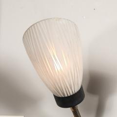 Pair of Mid Century Tulip Form Articulating Frosted Glass Brass Fitted Sconces - 3751923