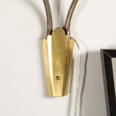 Pair of Mid Century Tulip Form Articulating Frosted Glass Brass Fitted Sconces - 3751992
