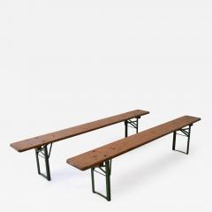 Pair of Mid Century Wood and Metal Folding Benches - 2853969