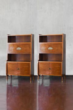Pair of Mid Century Wooden Sideboards With Brass Details And Decorations - 3680830