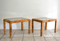 Pair of Mid Century Wrapped Rattan Side Tables - 3414238