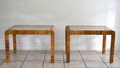 Pair of Mid Century Wrapped Rattan Side Tables - 3414240