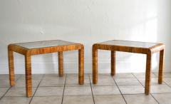 Pair of Mid Century Wrapped Rattan Side Tables - 3414241