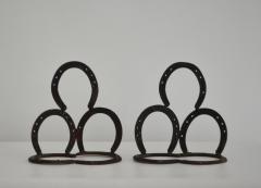 Pair of Mid Century Wrought Iron Horseshoe Bookends - 2113424