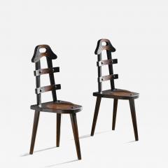 Pair of Mid Century chairs in inlaid wood - 3514622