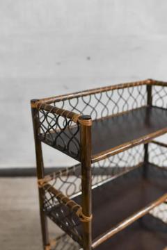 Pair of Mid Century tag res In Dark Bamboo Finish With Wooden Shelves - 4013591