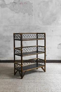 Pair of Mid Century tag res In Dark Bamboo Finish With Wooden Shelves - 4013593