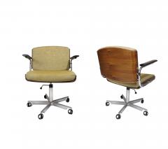 Pair of Mid century Danish Office Desk Chairs in Rosewood Adjustable Height - 4619316